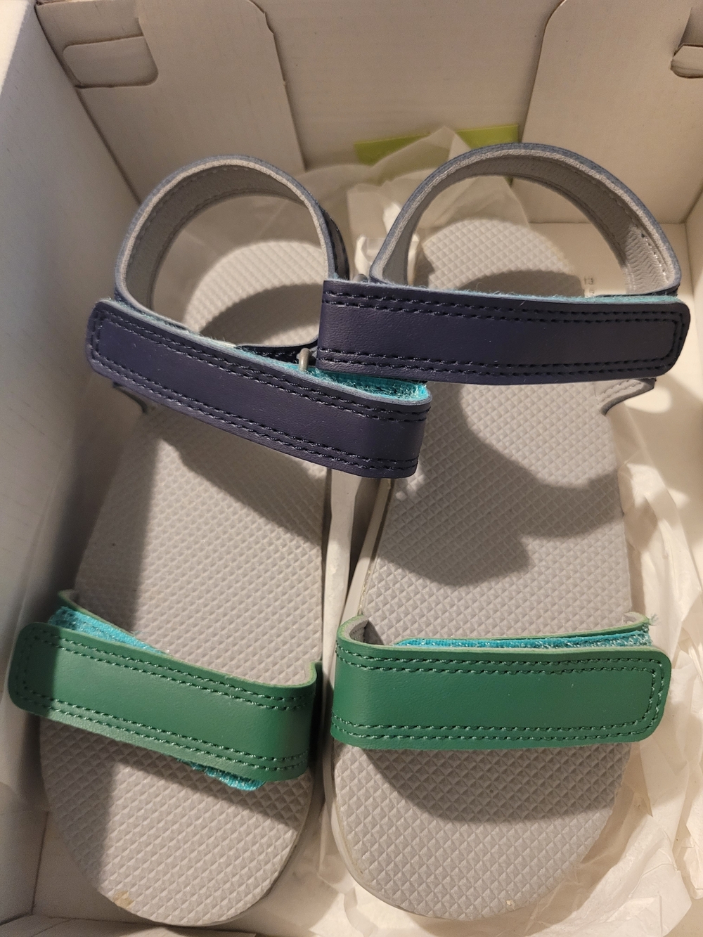 Ten Little Toddler Navy/Green Open Toe Sandals Sz 12